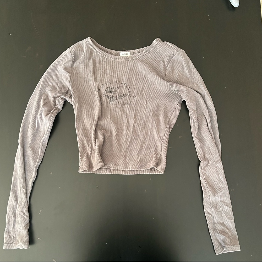 Gray Long Sleeve Crop Top